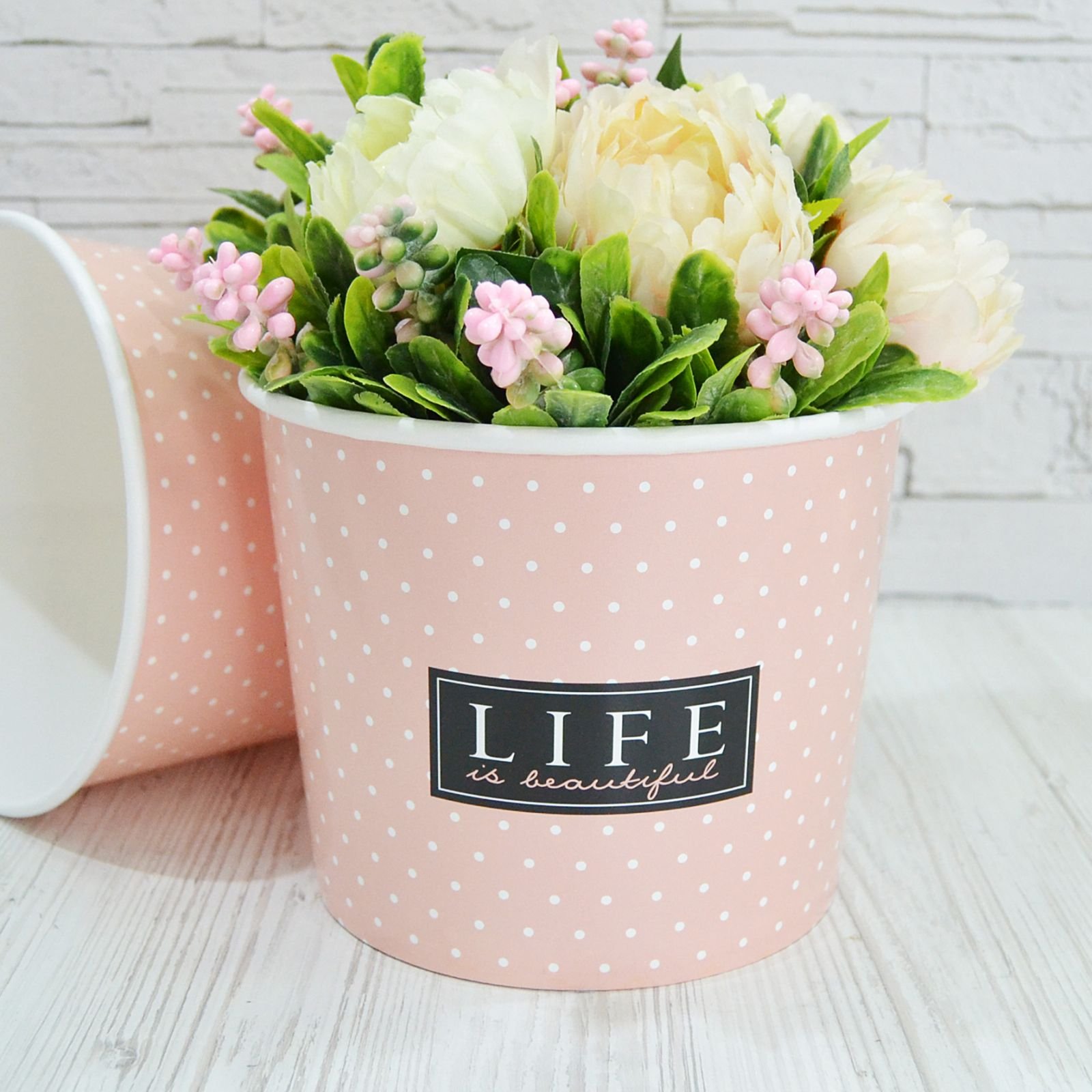 Стакан для квітів, розмір М - "Life is beautiful"