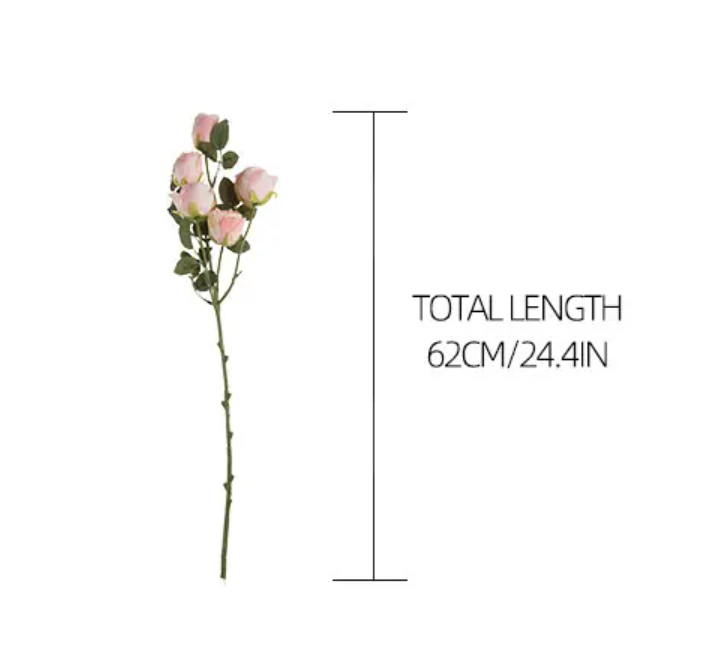Гілка сушеної піоновидної троянди 62 см - персикова