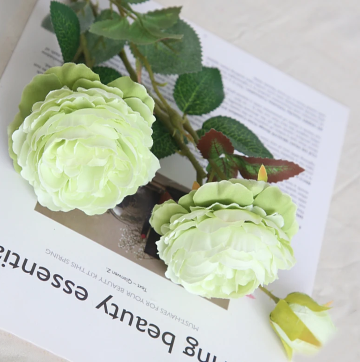 Гілка троянди 61 см - салатова