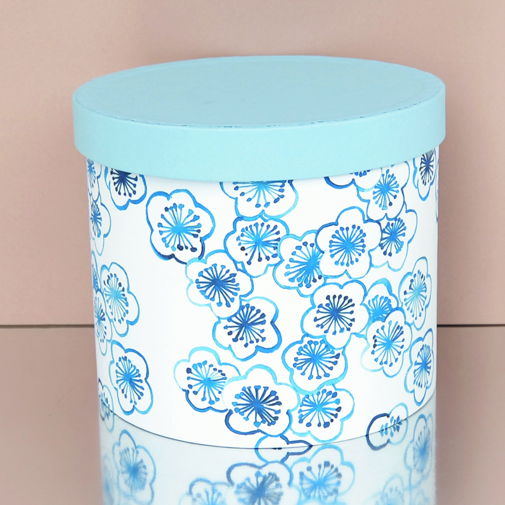 Шляпна коробка, d18, з кришкою, "Квіти блакитні"