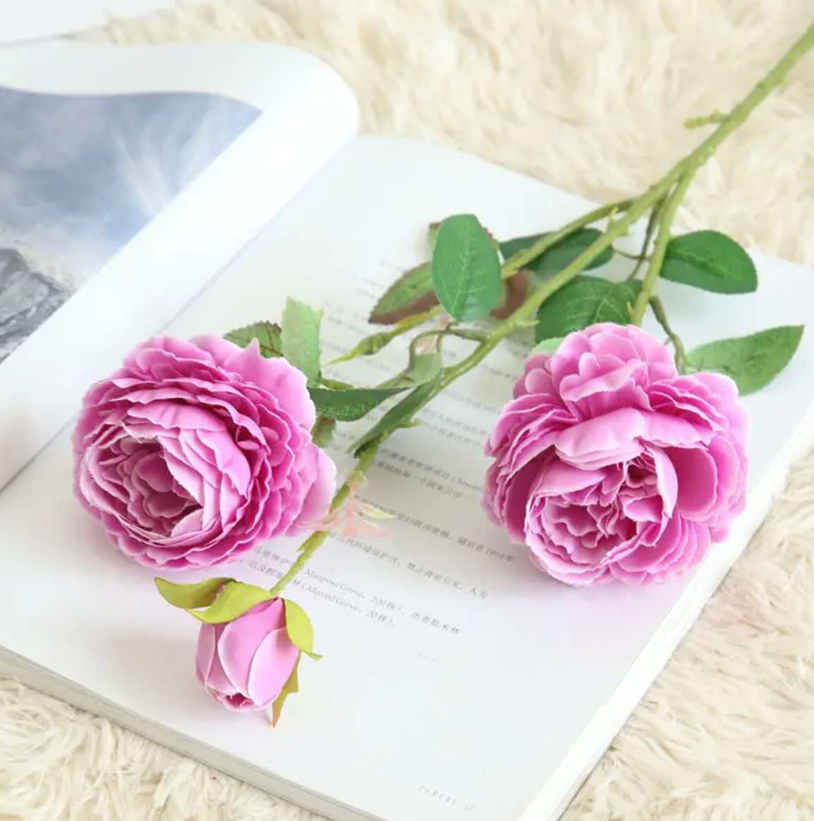Гілка троянди 61 см - яскраво рожева