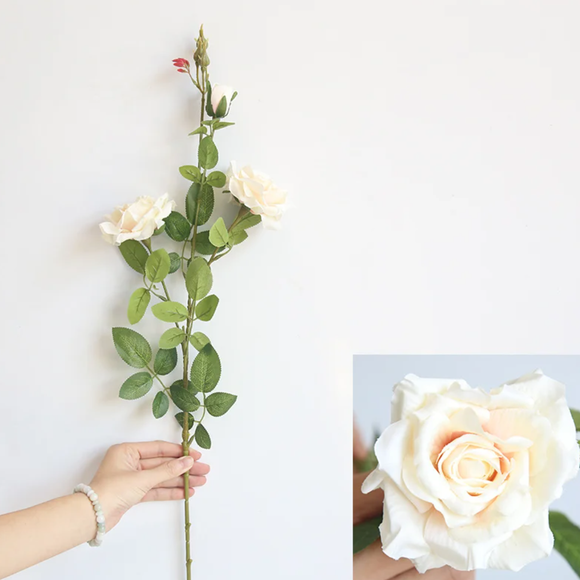 Гілка троянд 92 см - кремова