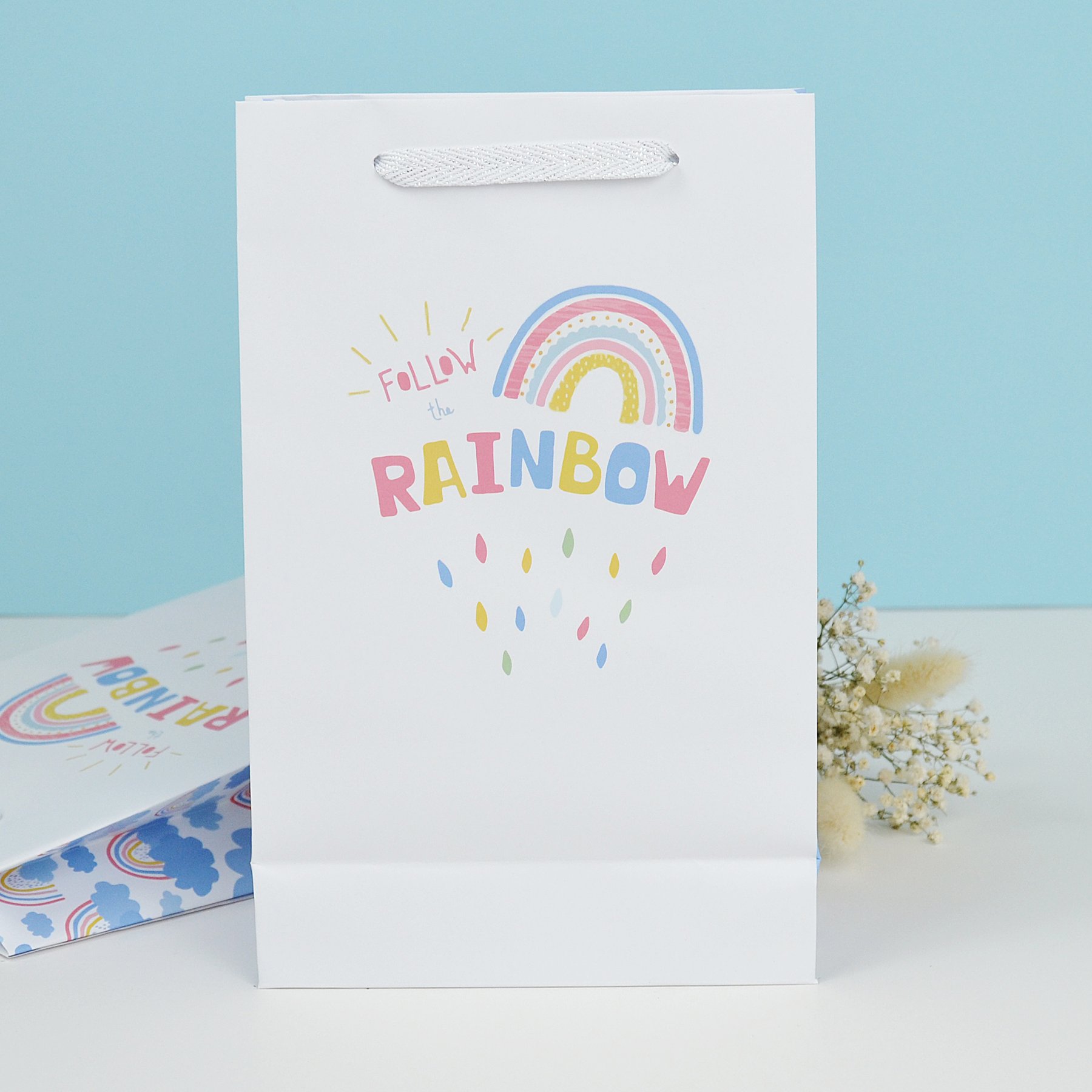 Пакет подарунковий, розмір S ламінований - "Follow the Rainbow" веселка