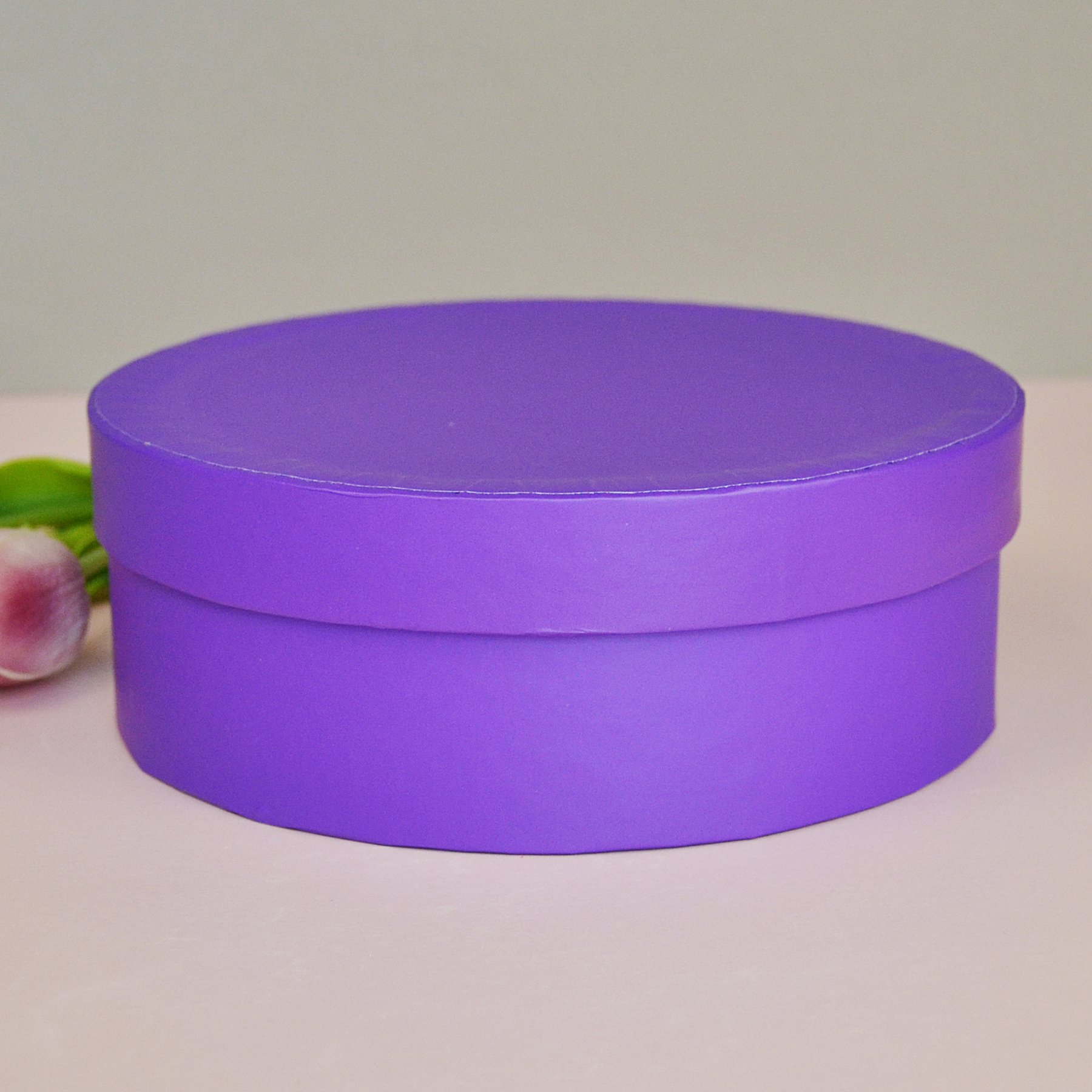 Шляпна коробка низька, з кришкою D18 - фіолетова