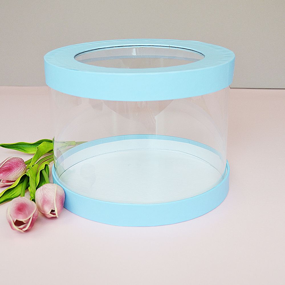 Прозора коробка - акваріум низька - блакитна