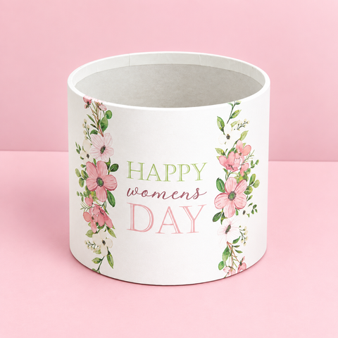 Шляпна коробка, D14 см, H12 см &mdash; &laquo;HAPPY WOMENS DAY&raquo;