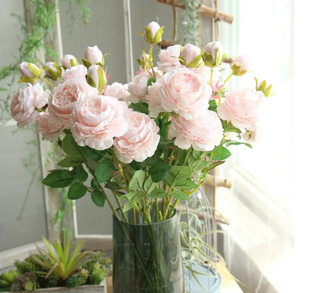 Гілка троянди 61 см - блідо рожева