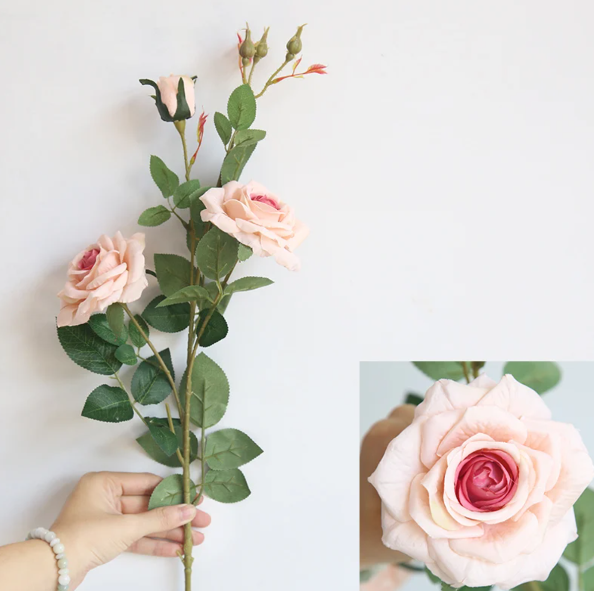 Гілка троянд 92 см - персик-крем