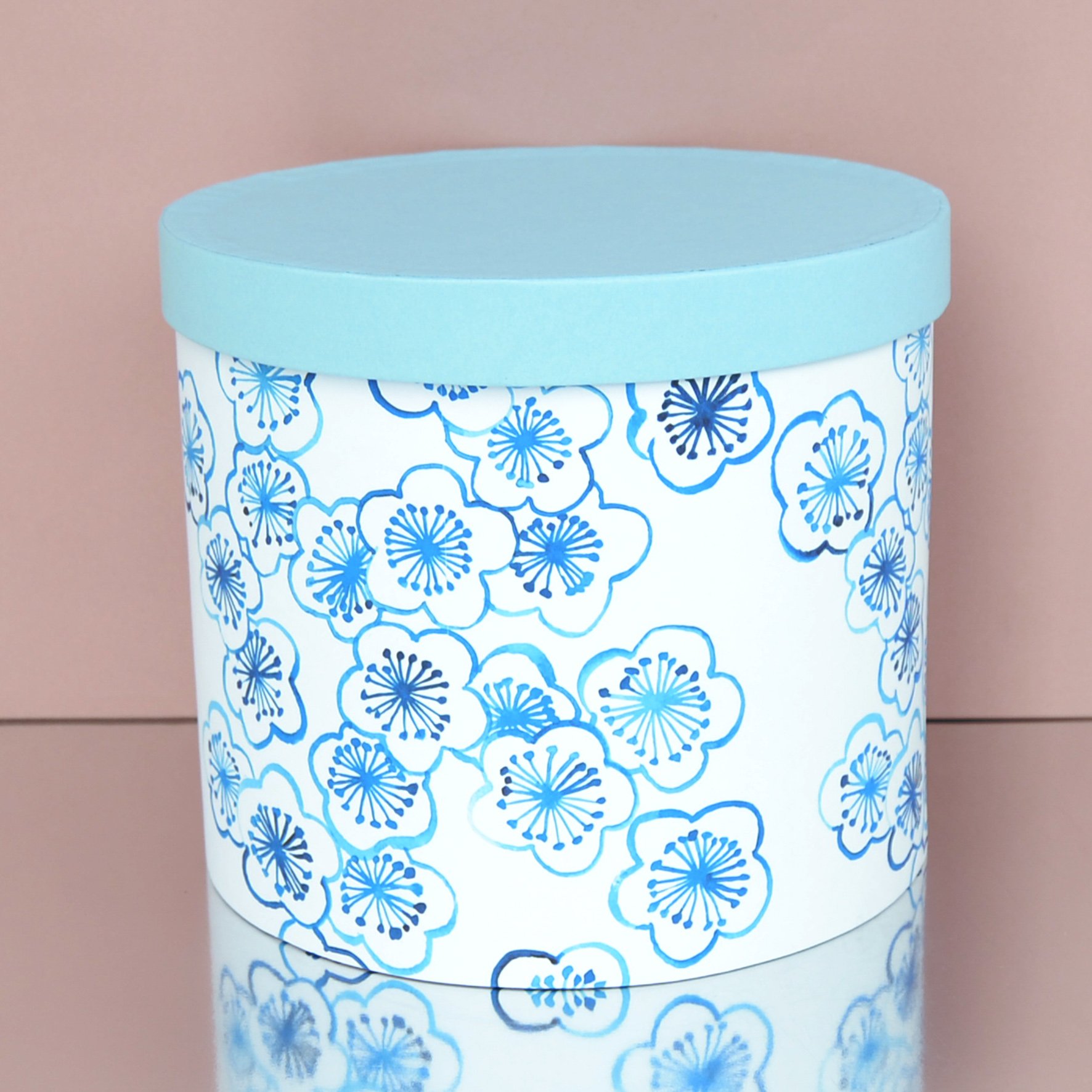 Шляпна коробка з кришкою D20 "Квіти блакитні"