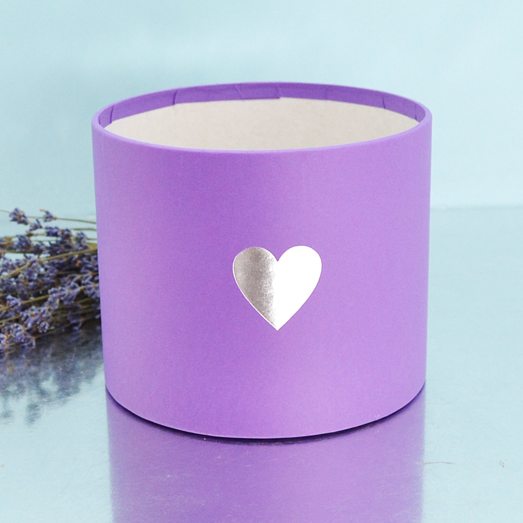 Шляпна коробка з сердечком D14 - фіолетова