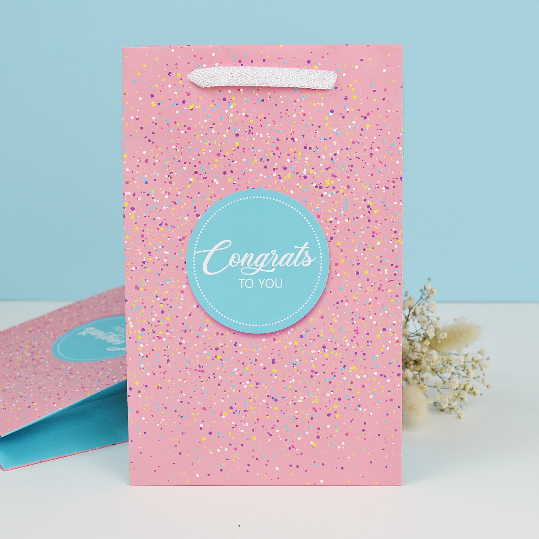 Пакет подарунковий, розмір S ламінований - " Congrats for you" конфеті