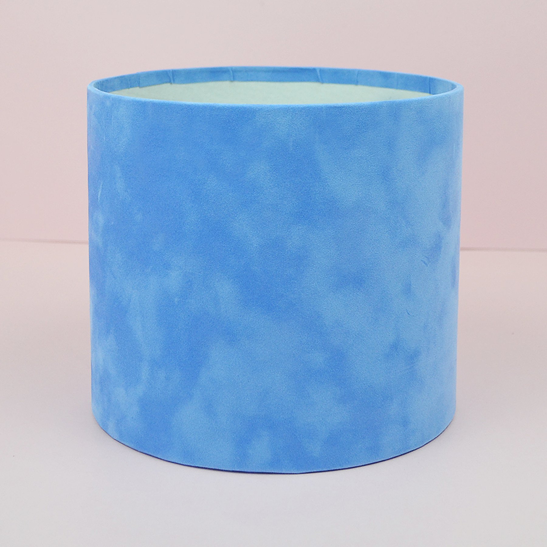 Оксамитова шляпна коробка, d16, блакитна