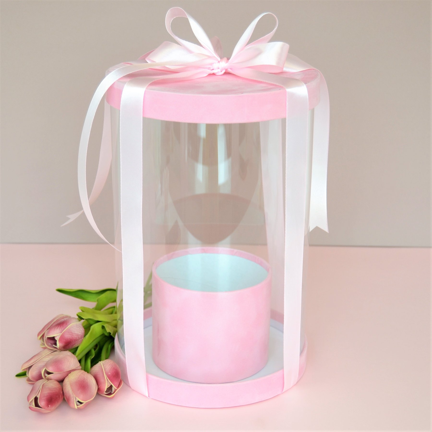 Прозора коробка - акваріум бархатна рожева