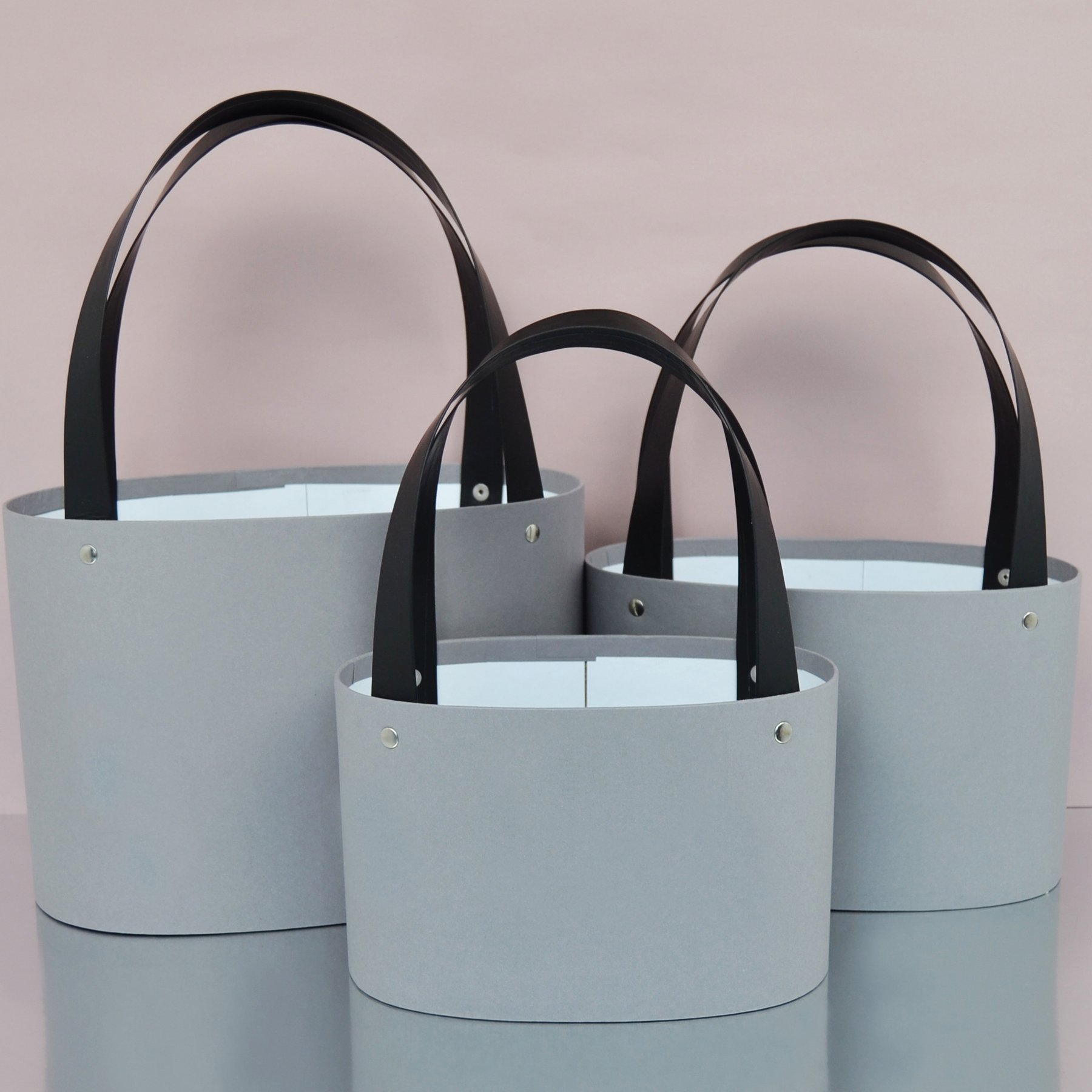 Набір овальних сумок з ручками - сірий