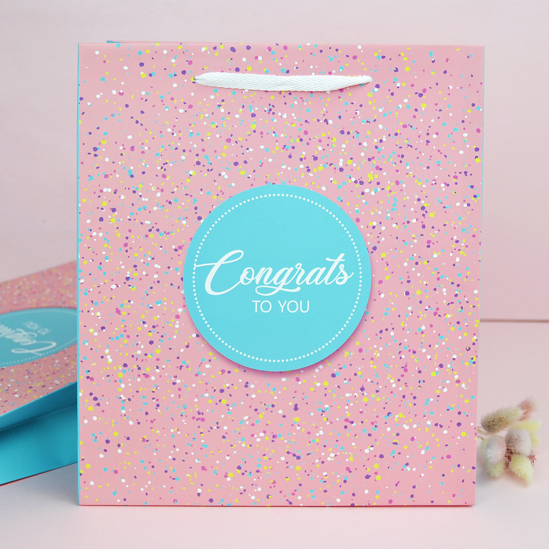 Пакет подарунковий, розмір М, ламінований - "Congrats for you" конфеті"
