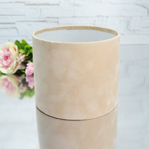 Оксамитова шляпна коробка, d14, бежева