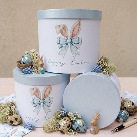 Набір шляпних коробок з кришками - "Happy Easter"