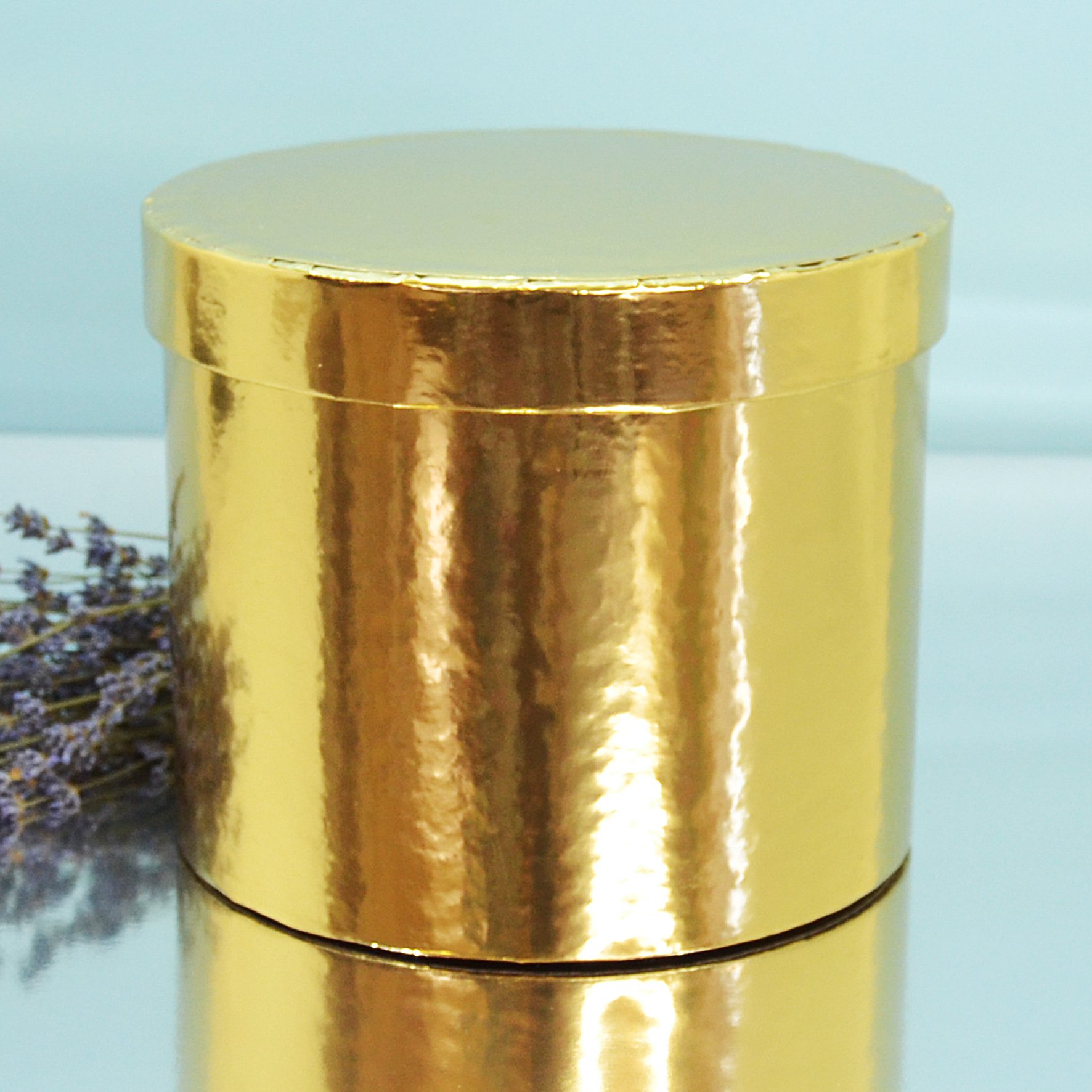 Шляпна коробка з кришкою D20 - хром золото