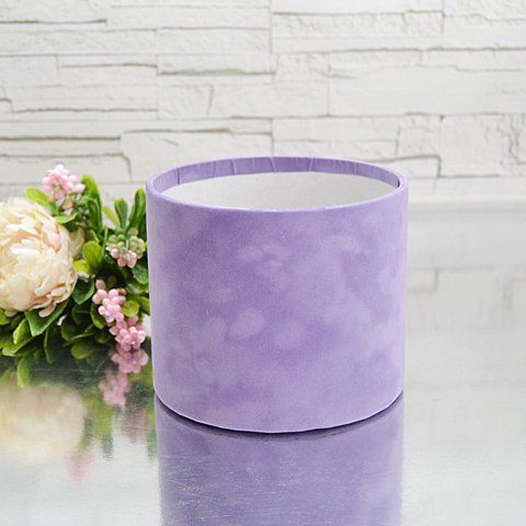 Оксамитова шляпна коробка, d14, лавандова