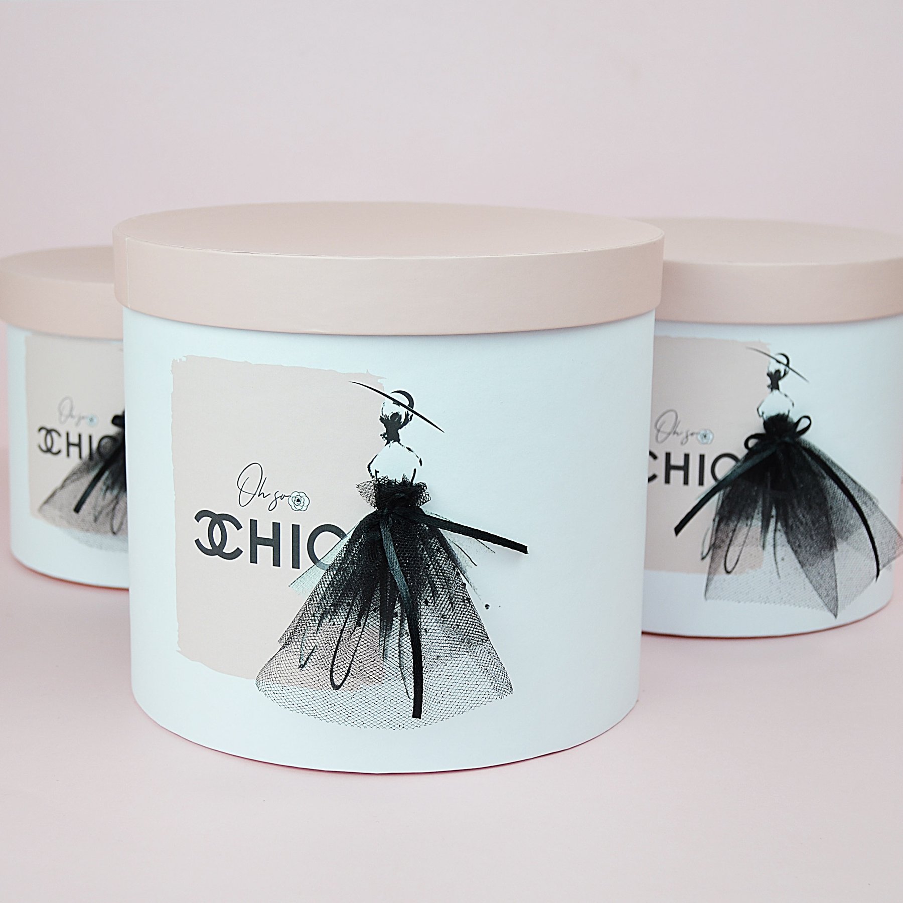 Набір шляпних коробок з кришками "Osho Chic" - з декором