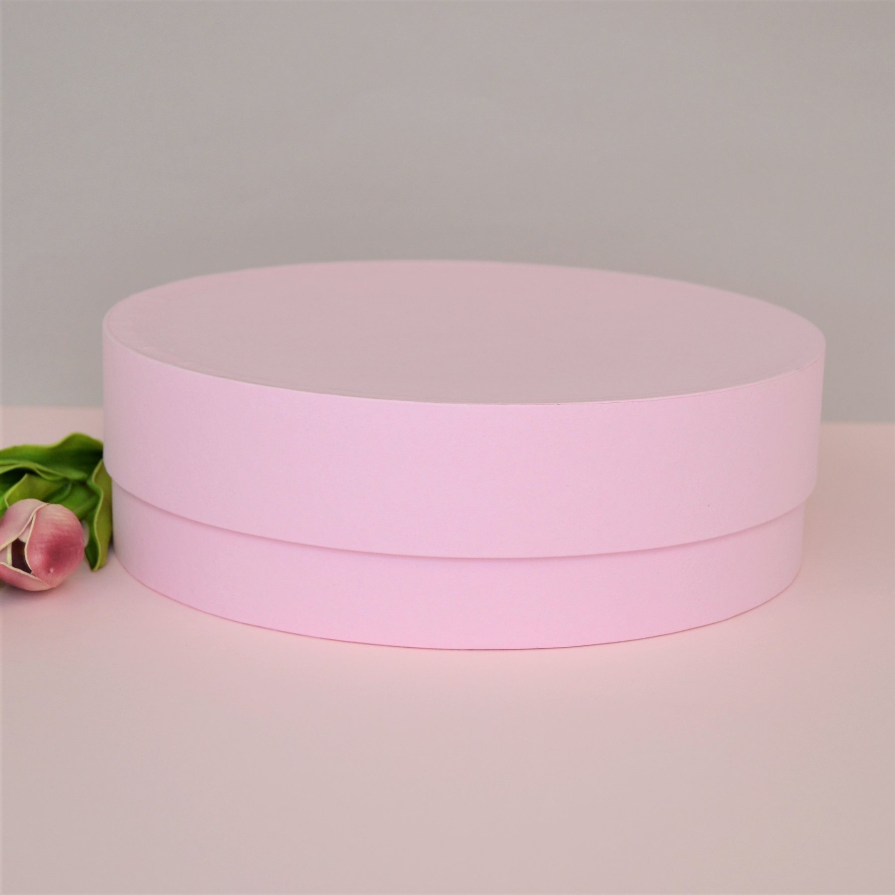 Шляпна коробка, гігант з кришкою d25, h8, низька рожева