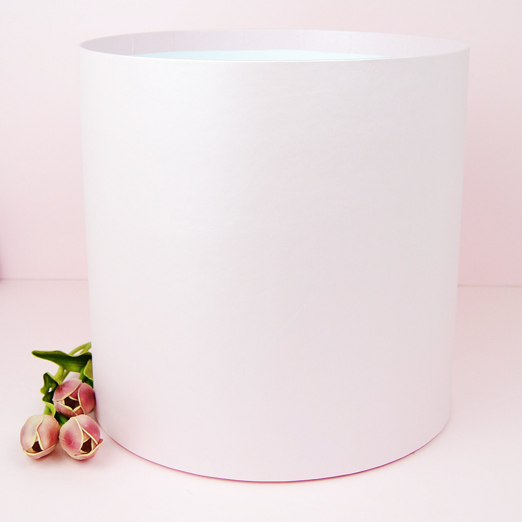 Шляпна коробка, гігант, d30, h30 - перламутрова, ніжно рожева