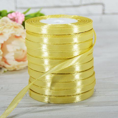 Атласна стрічка, 6 мм, бежева